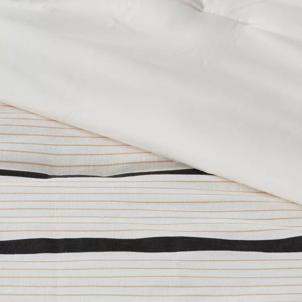 5pc Modern Stripe Comforter Set Off-White - Full/Queen