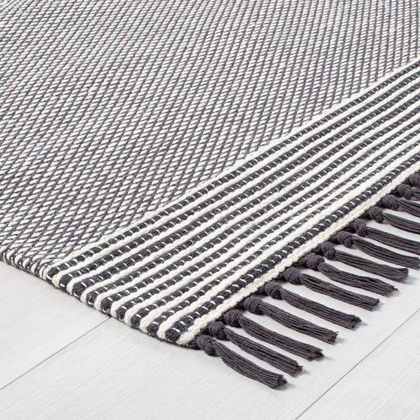 Textured Border Stripe Area Rug