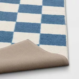 Area Kids' Rug Checker Blue,  4' x 5'5"