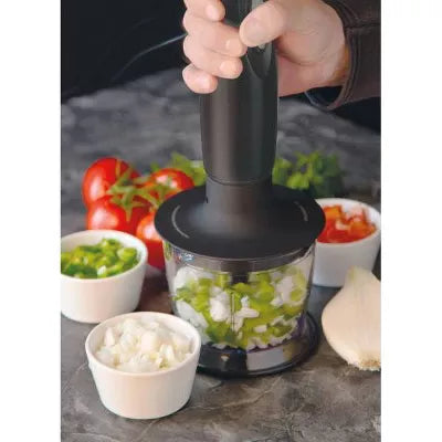 3-in-1 Hand Blender with Wisk: Immersion Handheld Mixer, 2 Speeds, Dishwasher-Safe, Black
