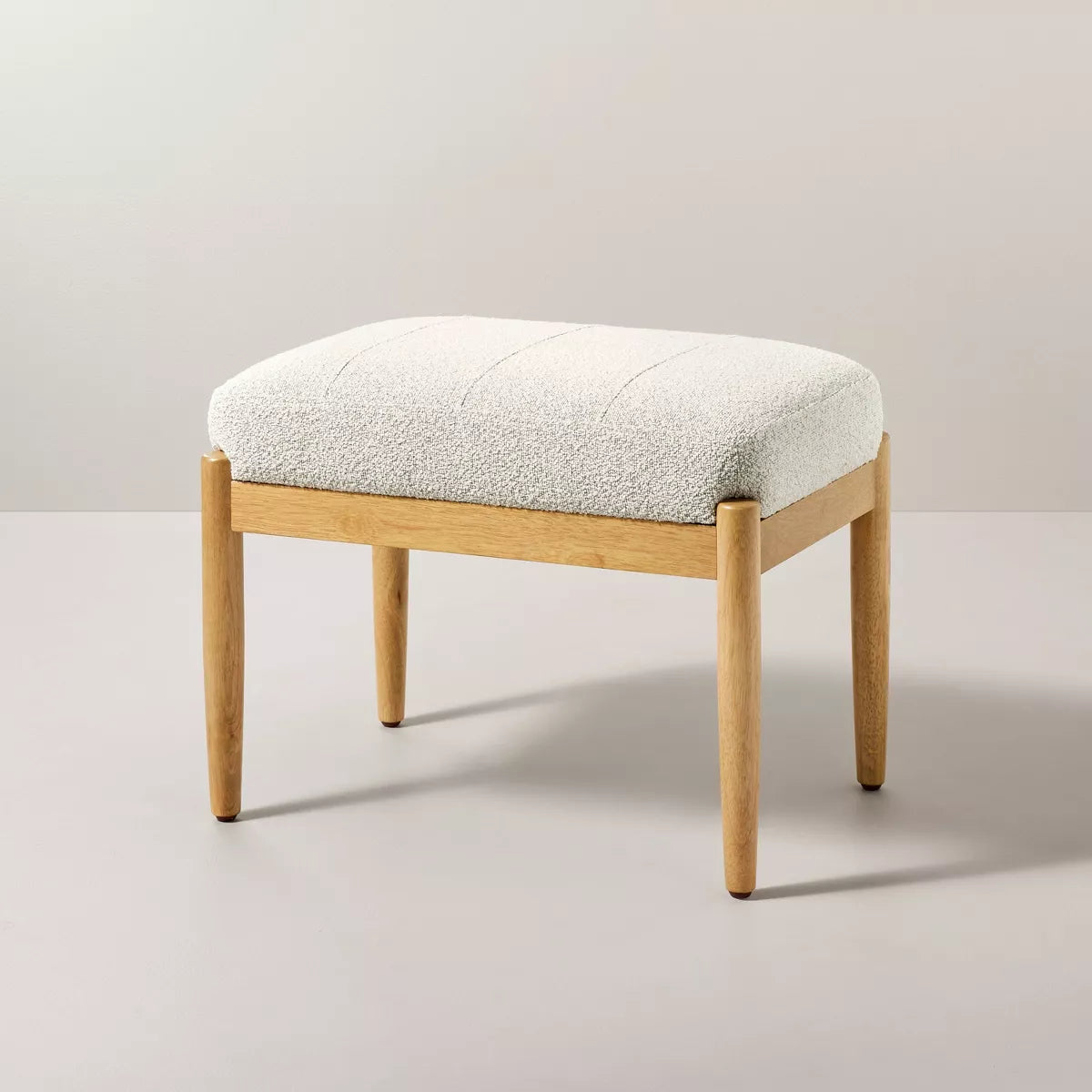 Boucle Upholstered Wood Ottoman - Hearth & Hand™ with Magnolia SHOWROOM ITEM