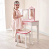 2pc Gisele Giraffe Print Kids' Wooden Vanity Set Pink/White: Toddler Vanity, Childrens Bedroom Furniture