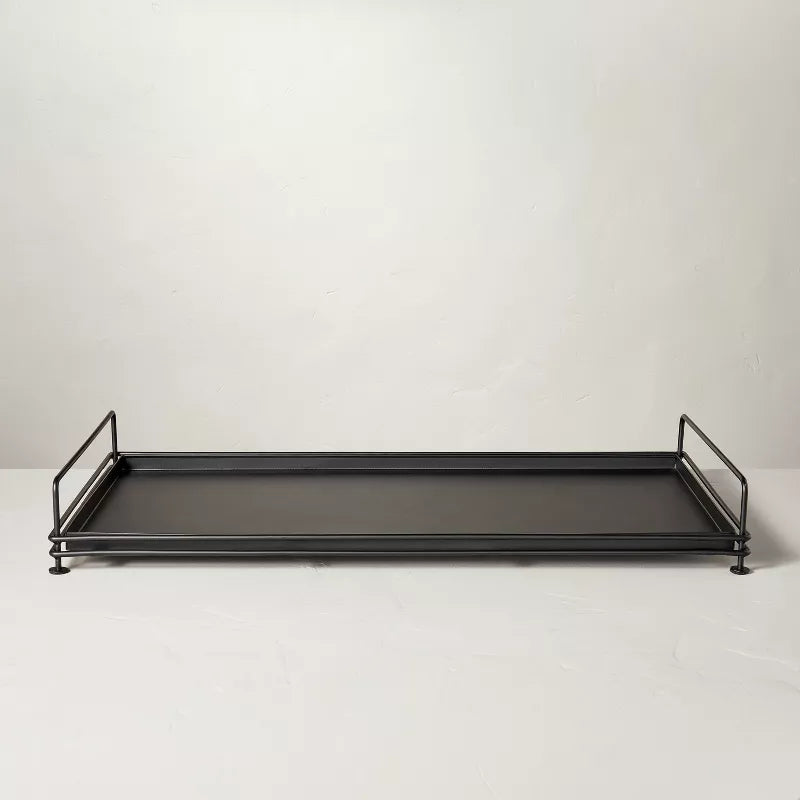 Decorative Metal Entryway Boot Tray Black
