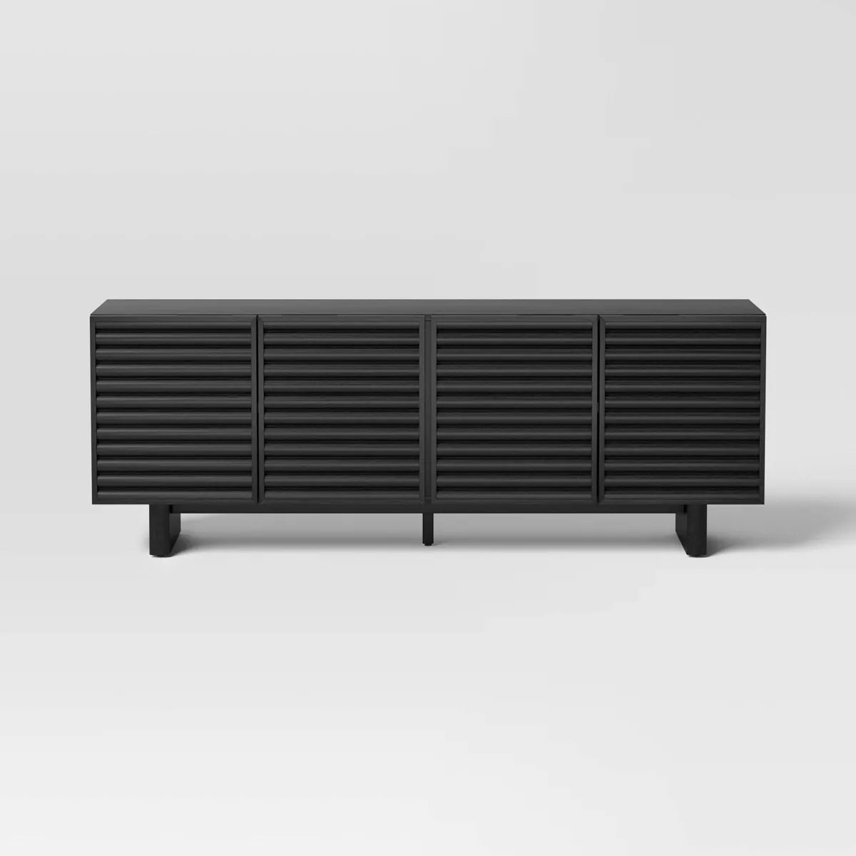 Fluted TV Stand Black - Entertainment Center with Adjustable Shelves, final cut