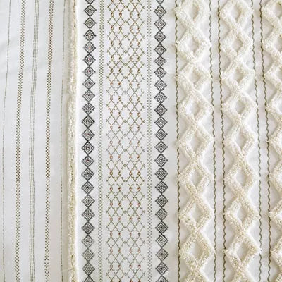 3pc Imani Cotton Printed Duvet Cover Set with Chenille - Full/Queen