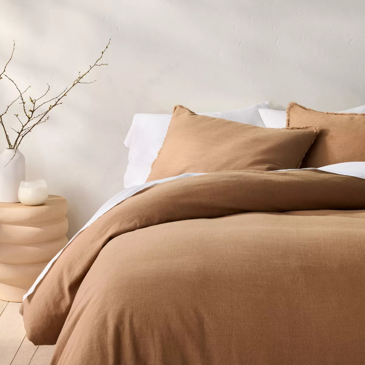 Heavyweight Linen Blend Duvet Cover & Pillow Sham Set Full/Queen