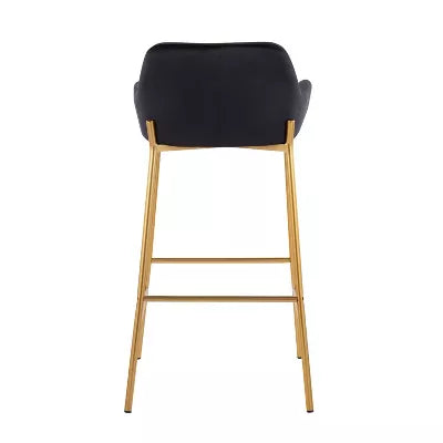 Set of 2 Daniella Metal/Velvet Barstools