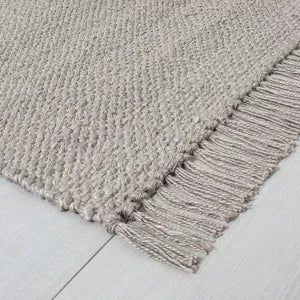 Bleached Jute Fringe Rug