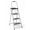 3 Step All Steel Step Stool with Tray: Folding Ladder, Silver, 3 Rungs