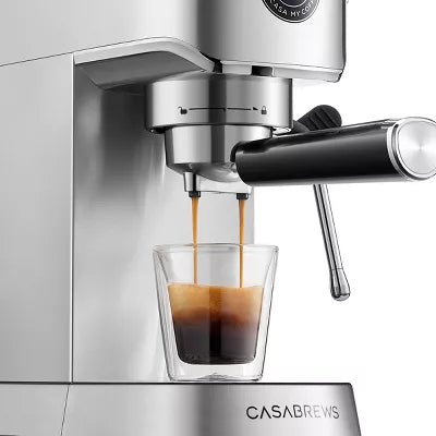 Basic Stainless Steel Compact Espresso Machine: 20-Bar, Milk Frother, Volume Control