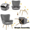 Boucle Accent Chair with Wood-tone Metal Legs