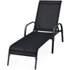 2PCS Outdoor Patio Lounge Chair Chaise Fabric Adjustable Reclining Armrest Black