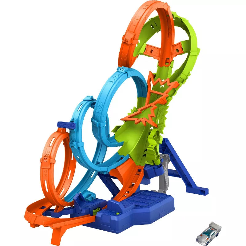 4-Loop Crash Out Track Set with Motorized Booster and Toy Car