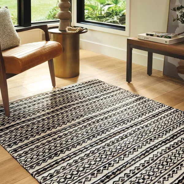 Washable Norwalk Stripe Rug Black/White 4'x6'
