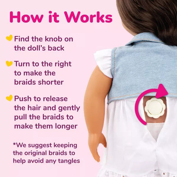 Rainbow Hair Grow Doll with Hair Clips and Styling Book Accessories