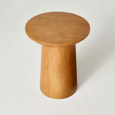 Wooden Round Pedestal Accent Side Table