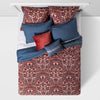 8pc Printed Paisley with Border Comforter Bedding Set Rose/Blue King
