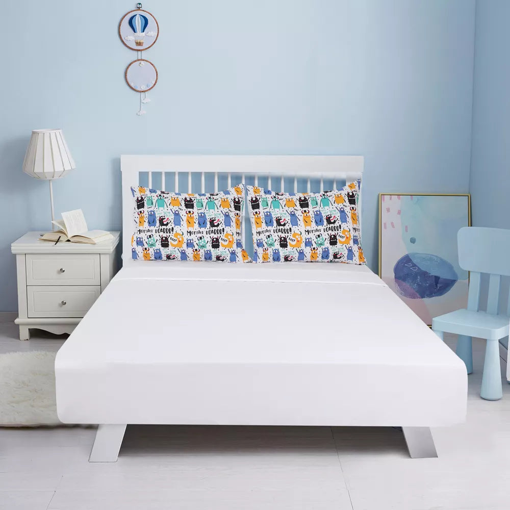 5 Piece Polyester Duvet Cover with 2 Pillowcases Fitted Sheet Flat Sheet Cartoon Series Pattern Kids Bedding Set,  Full