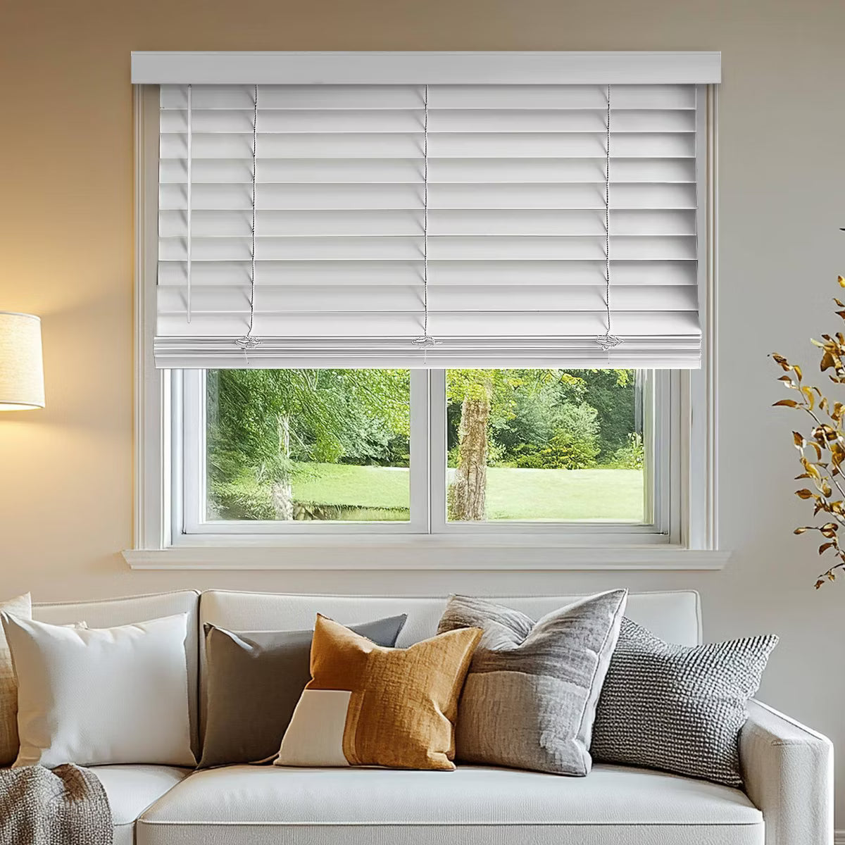 Light Filtering Faux Wood Blind Basic White