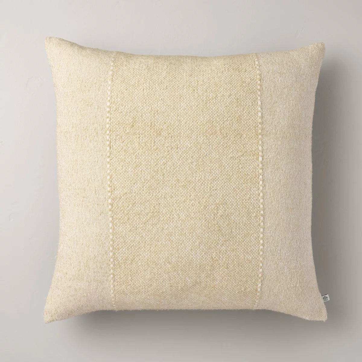 Block Stripe Square Throw Pillow Heathered Beige - Farmhouse Decor, Removable Cover