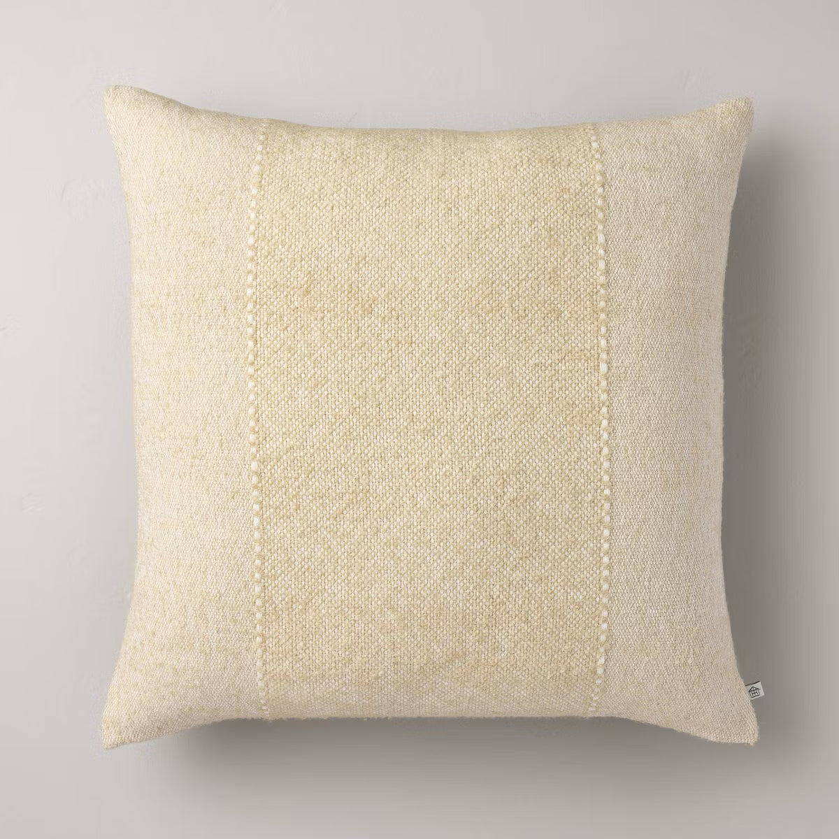 24"x24" Block Stripe Square Throw Pillow Heathered Beige - Hearth & Hand™ - SHOWROOM ITEM 