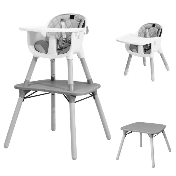 Chair for Babies and Toddlers w/Safety Harness, PU Leather Cushion & Removable Food Tray, Gray