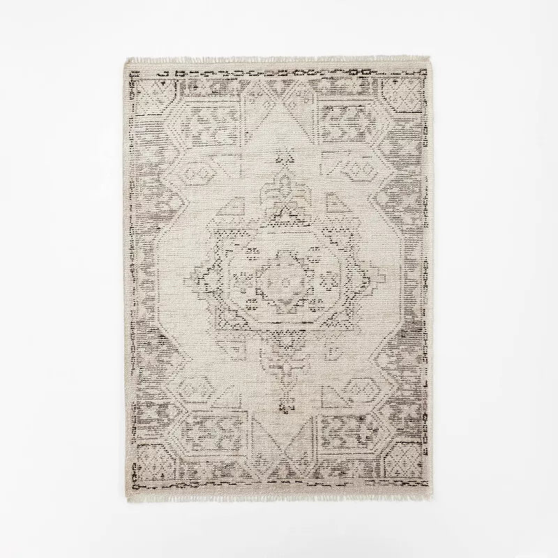 Knolls Authentic Handknotted Distressed Persian Rug Gray/Ivory/Black - 5'x7'