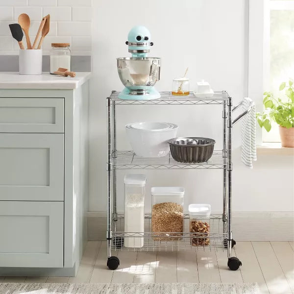 3 Tier Metal Utility Cart Chrome