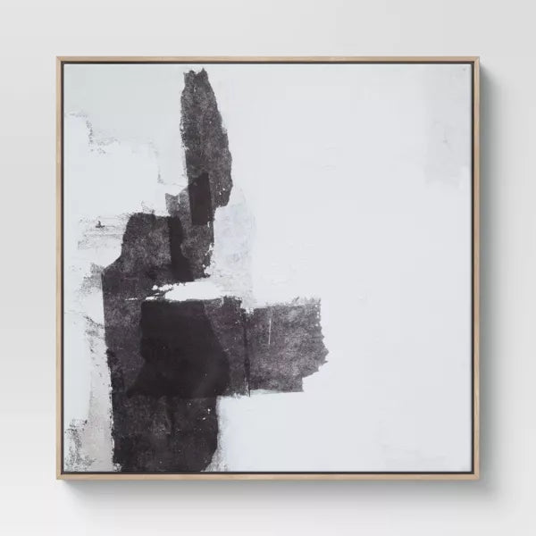 Framed Canvas Black - Modern Style, Digital Abstract Art, Vertical Polystyrene Frame
