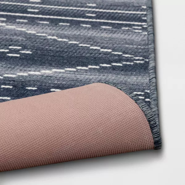 2'3"x3'9" Washable Woven Tapestry Accent Rug with Fringe Indigo