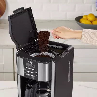 12-Cup Programable Coffee Maker Black/Stainless Steel: Drip, Automatic Shut-Off, Dishwasher-Safe Parts