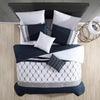 Ellison Embroidered Colorblock Comforter Bedding Set Dark Teal King