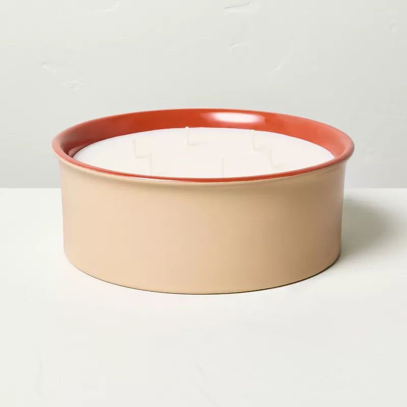 Two-Tone Ceramic Sunkissed Ginger Jar Candle Tan/Red