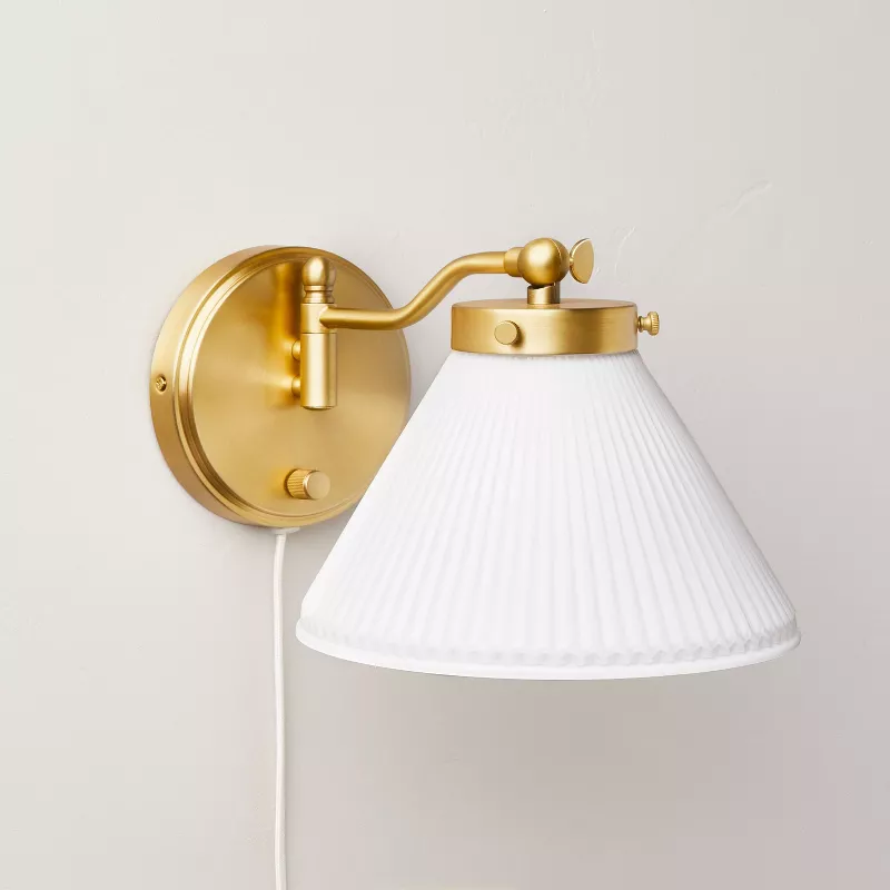 Reeded Milk Glass Wall Sconce