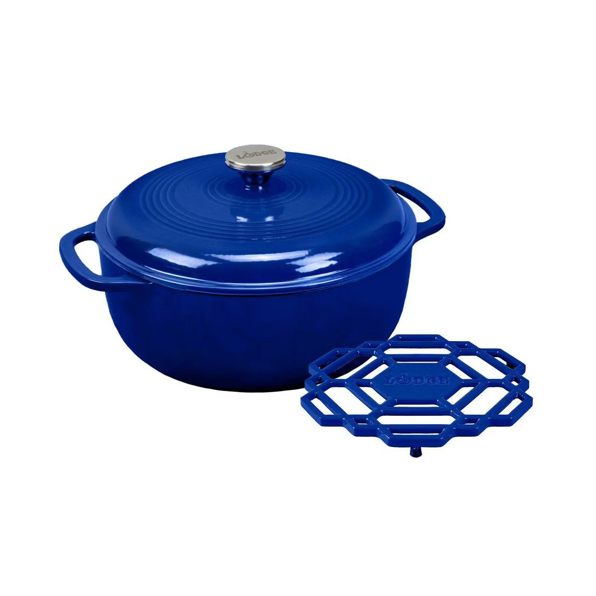 Lodge 6qt Cast Iron Enamel Dutch Oven Blue SHOWROOM ITEM