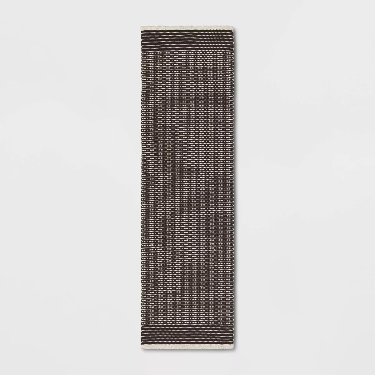 Hand Woven Cotton/Wool Runner Black - Stripe Pattern 2'x7'