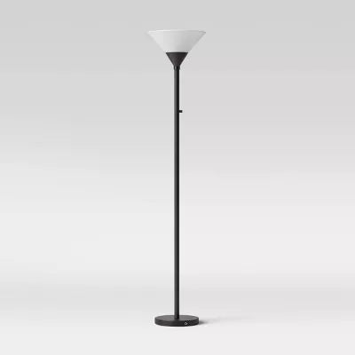 Torchiere Floor Lamp with Glass Shade
