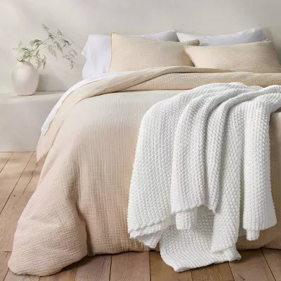 Chunky Knit Bed Blanket - Full/Queen