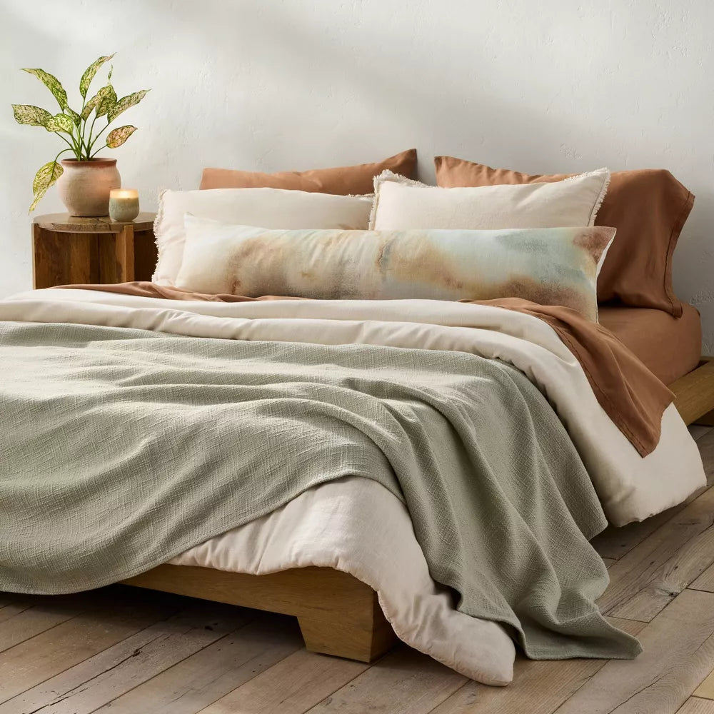 Heavyweight Linen Blend Comforter & Sham Set - Full/Queen 3-Piece