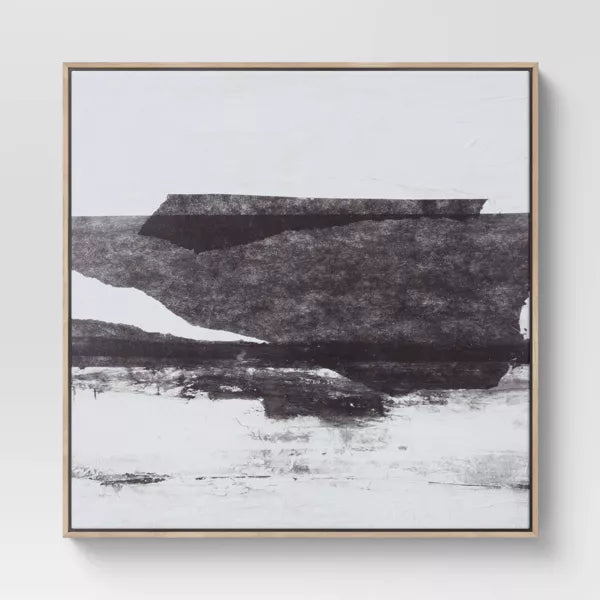 Set of 2 Framed Canvas Black - Modern Style, Digital Abstract Art, Vertical Polystyrene Frame