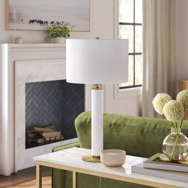 Faux Marble Stick Table Lamp - BASE ONLY