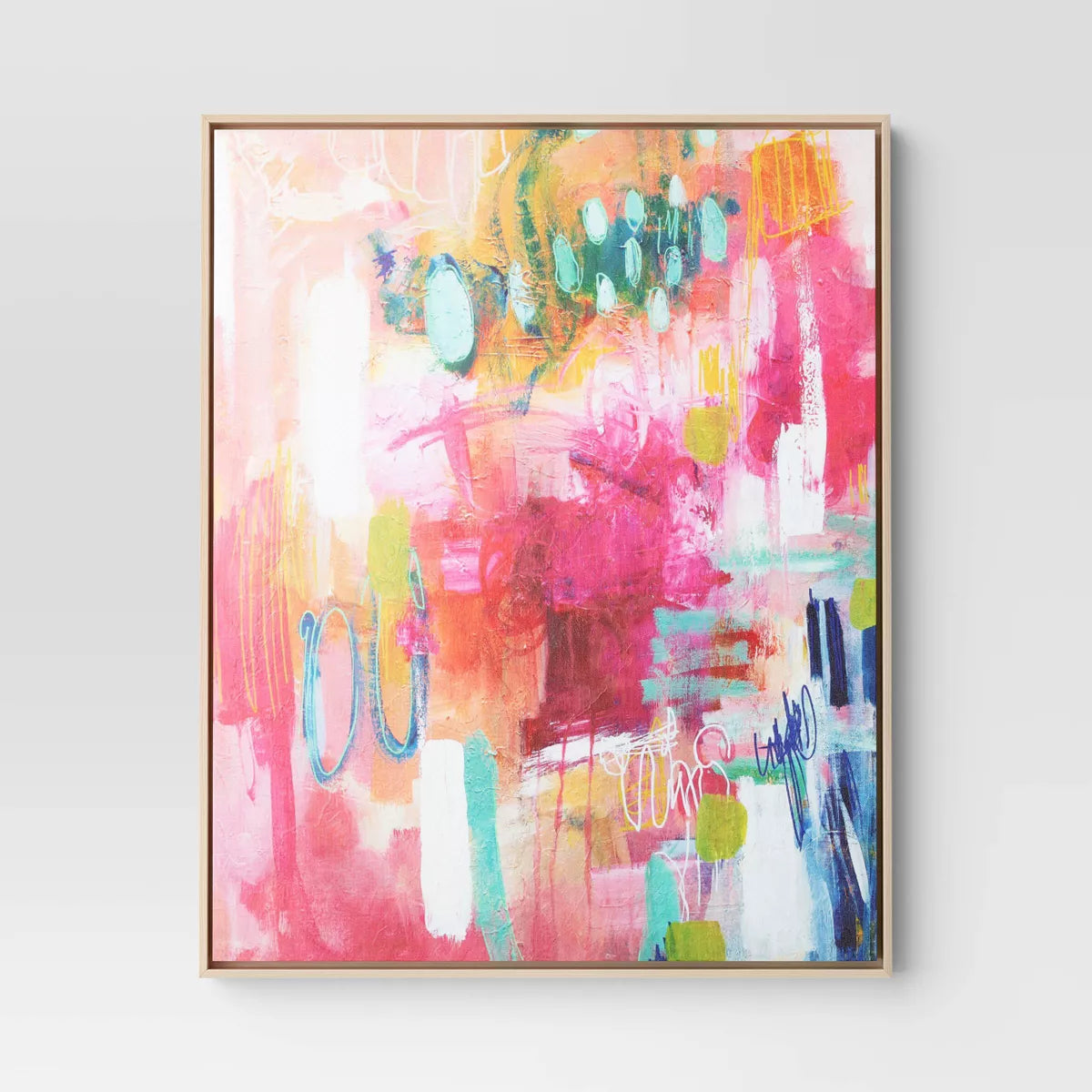 24" x 30" Colorful Collage by Amira Rahim Framed Wall Canvas SHOWROOM ITEM