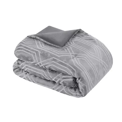 Aya Jacquard Geo Comforter & Sheets Bedding Set Gray - Queen