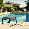 2-Pack Outdoor Teslin Fabric Footstools with Iron Frame - Waterproof