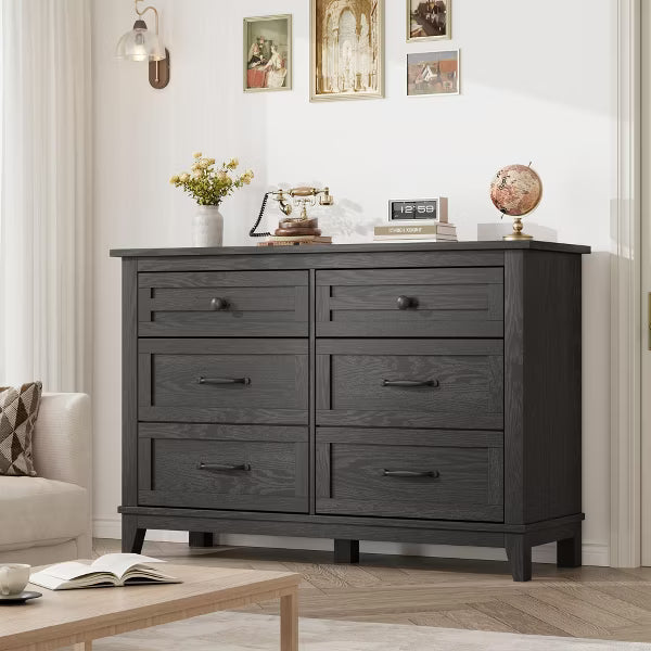 6-Drawer Dresser, Wooden Chest of Drawers, Freestanding Storage Cabinet