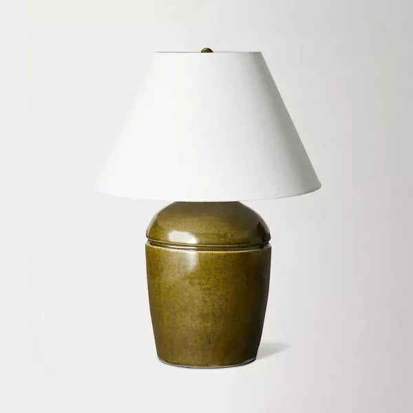Medium High Gloss Ceramic Table Lamp Green - BASE ONLY