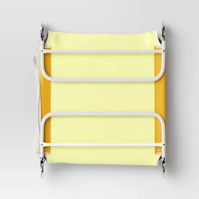 Recycled Fabric Outdoor Portable Beach Lounger with Headrest Yellow - Weather-Resistant, Steel Frame