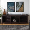 Transitional 6 Cubby Wood Open Storage Wood TV Stand