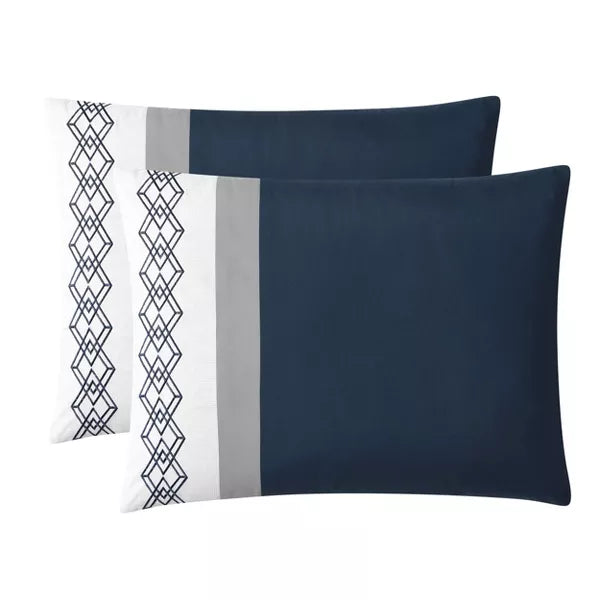 Ellison Embroidered Colorblock Comforter Bedding Set Dark Teal King