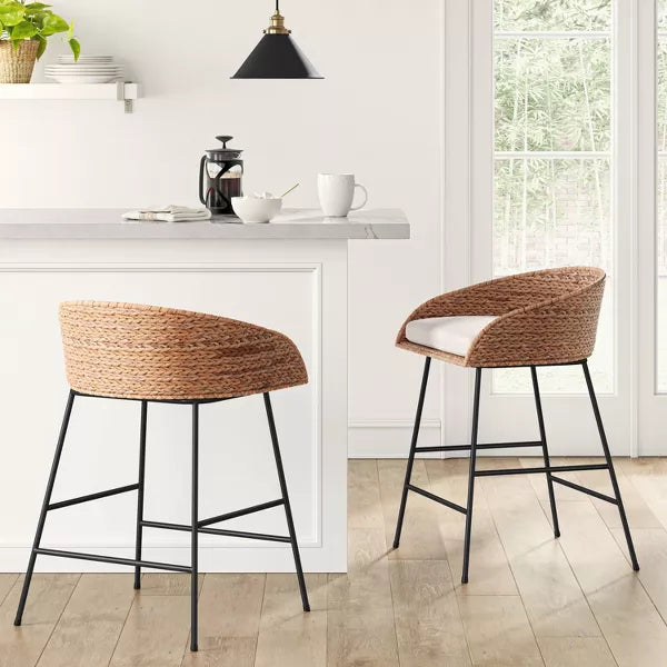 Landis Woven Backed Counter Height Barstool with Cushion